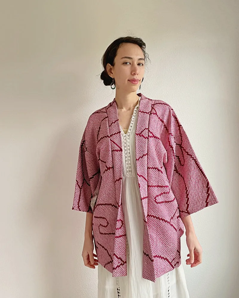 Waves Pattern Shibori Kimono Jacket
