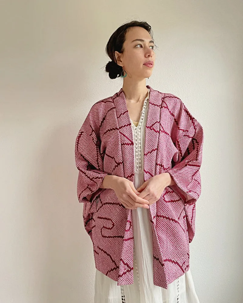 Waves Pattern Shibori Kimono Jacket