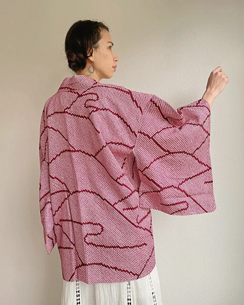 Waves Pattern Shibori Kimono Jacket