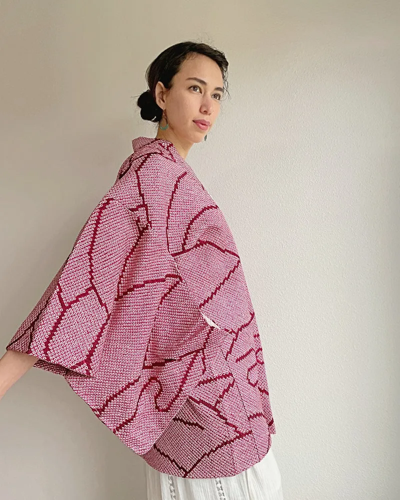 Waves Pattern Shibori Kimono Jacket