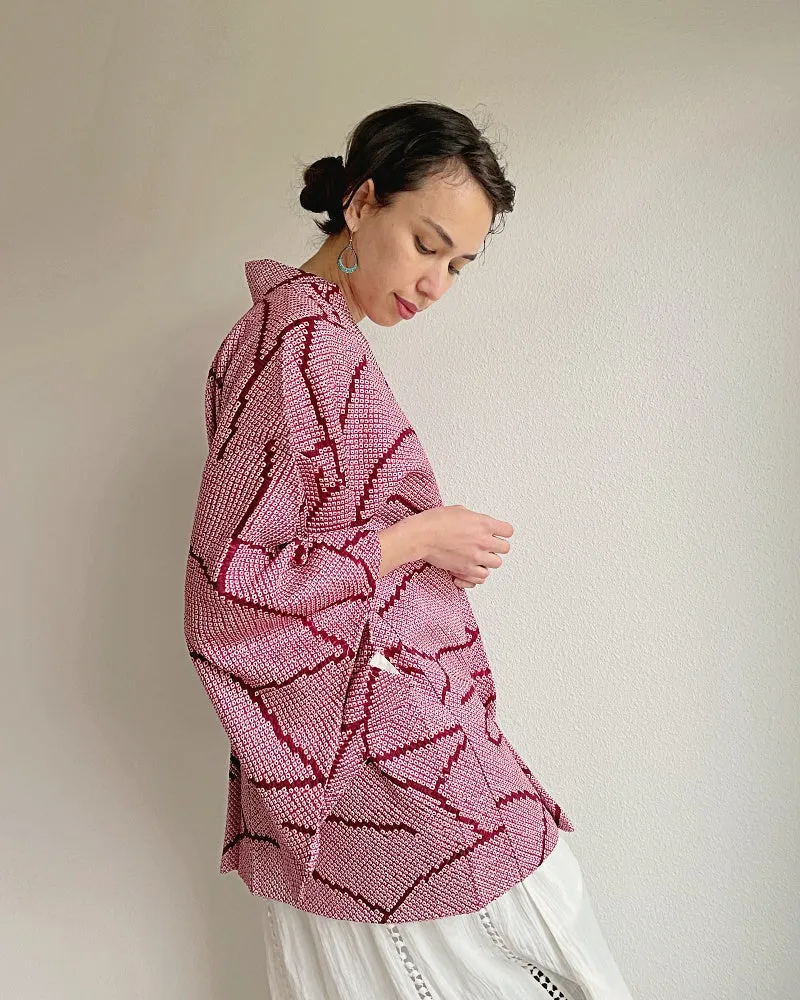 Waves Pattern Shibori Kimono Jacket