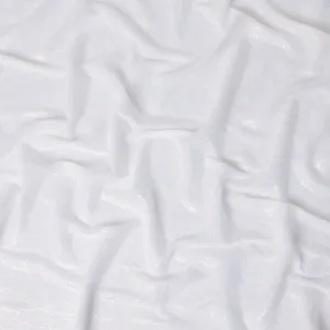 White synthetic chiffon fabric with same tone metallic lurex in floral design-D10132