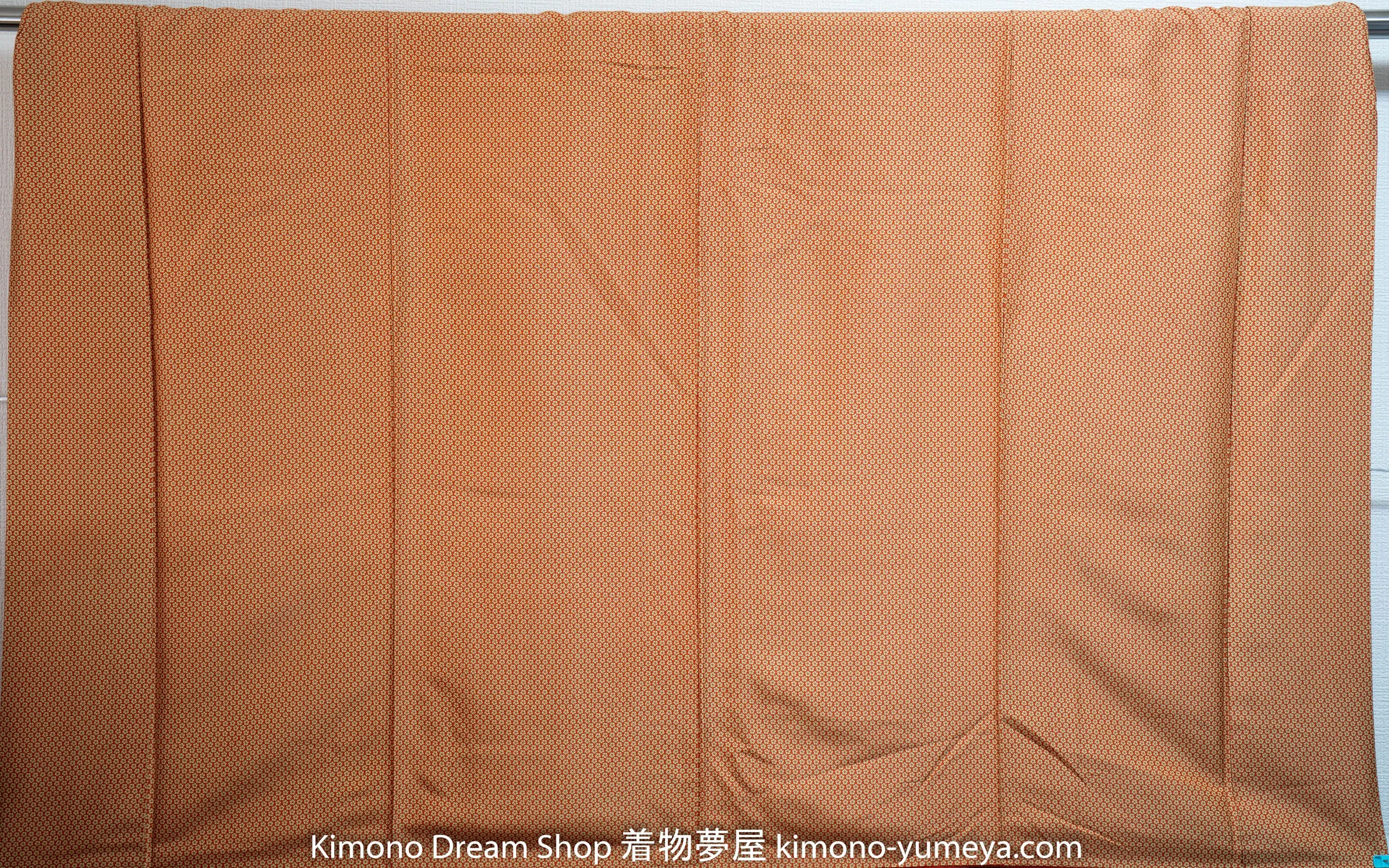 Yellow Cherry Blossom Swirl Komon Kimono - Vintage Silk Red Kimono - Traditional Patterns